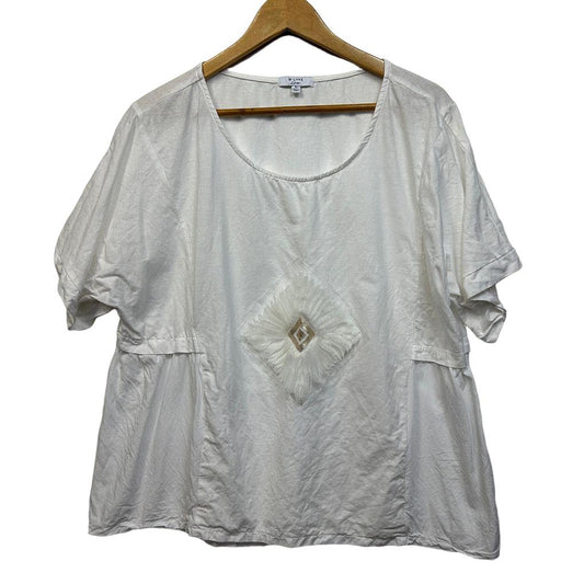 W Lane White Linen Sequin Top - Size 16