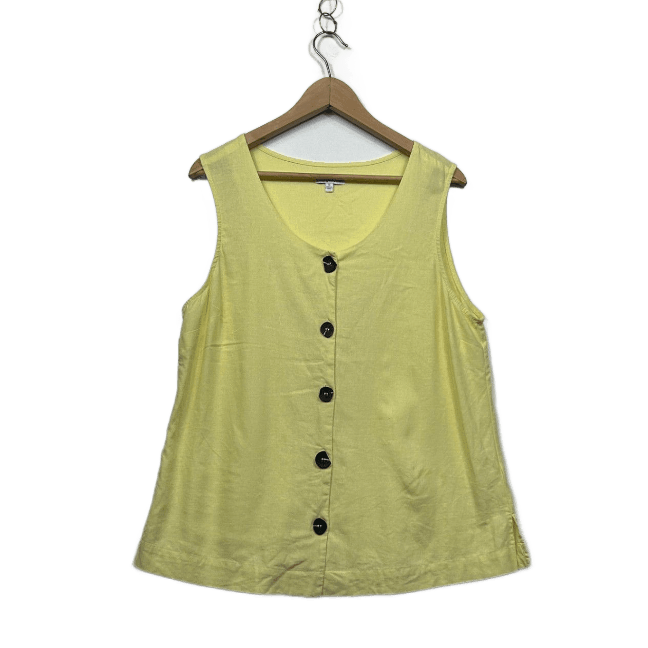 W. Lane Yellow Linen Sleeveless Top - Size 16