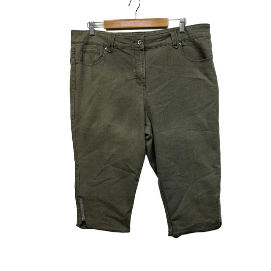 W.Lane Olive Cotton Denim Cropped Pants - Size 20