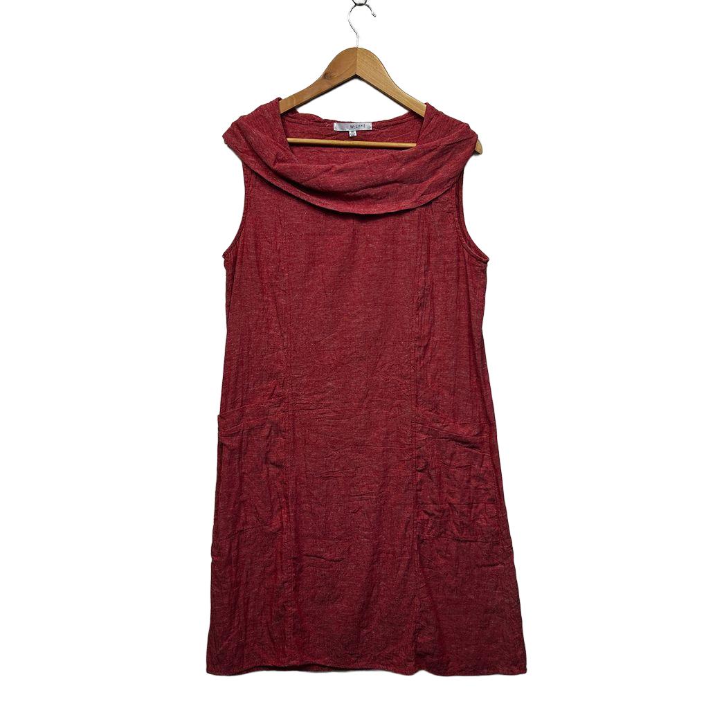 W.Lane Red Cowl Neck Sleeveless Linen Dress - Size 14