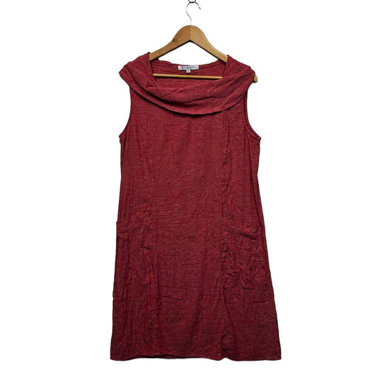 W.Lane Red Cowl Neck Sleeveless Linen Dress - Size 14