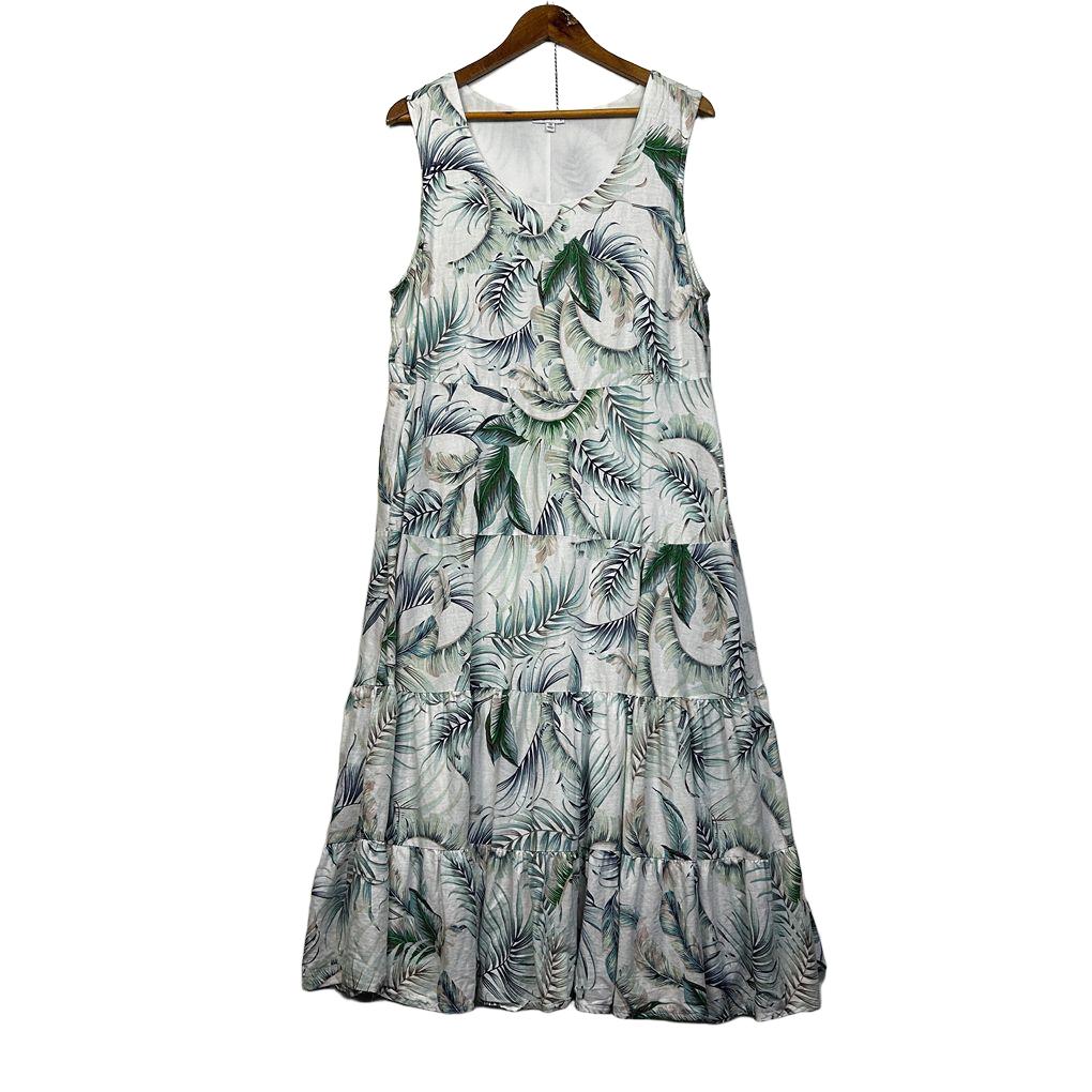 W.Lane White Floral Linen Dress - Size 16