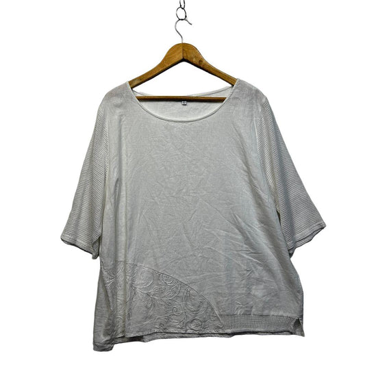 W.Lane White Plus Size Linen Top - Size 20