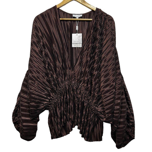 Wayne Cooper Chocolate Pleated Top - Size L