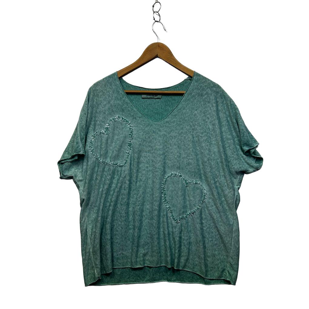 Wednesday Lulu Made in Italy Green Cotton Top - One Size