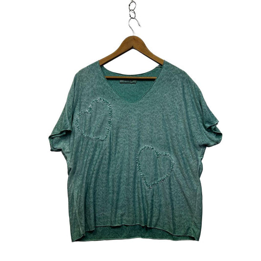 Wednesday Lulu Made in Italy Green Cotton Top - One Size