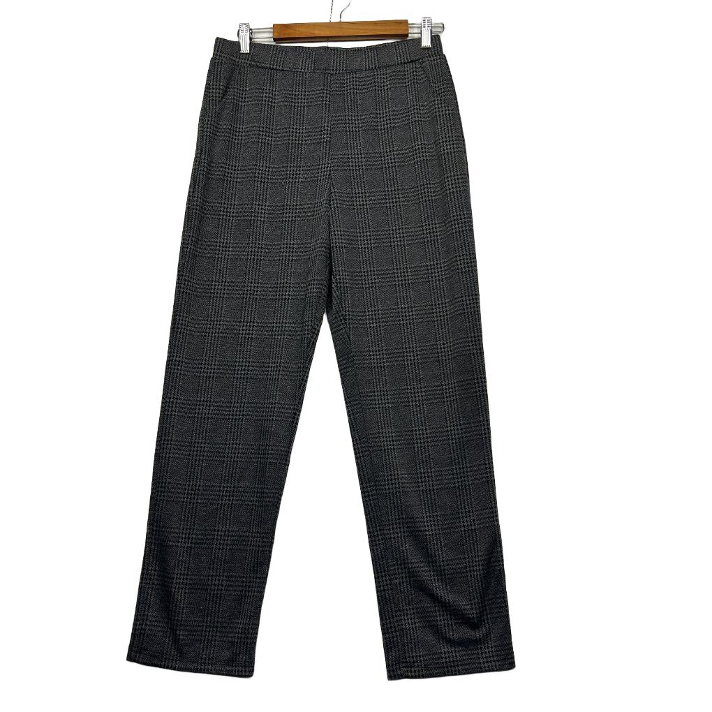Whispers Grey Check Cotton Pants - Size L