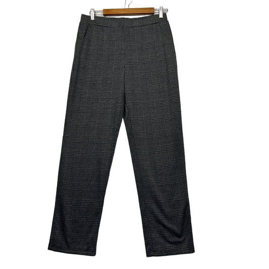 Whispers Grey Check Cotton Pants - Size L