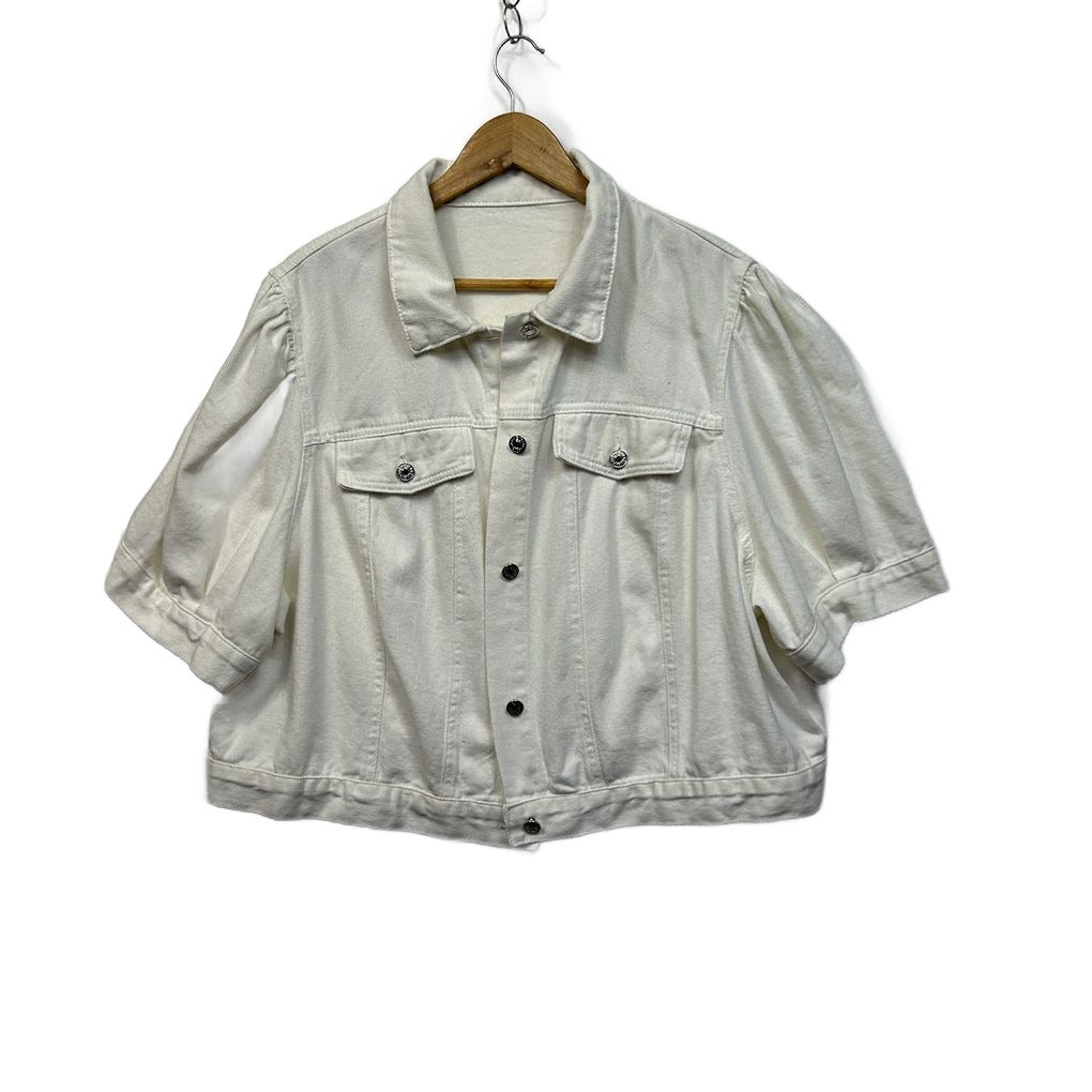 White Cotton Cropped Denim Jacket - Size 5XL