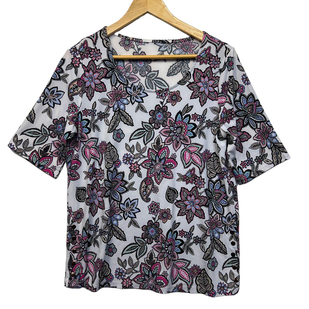 White Floral Top - Size 16