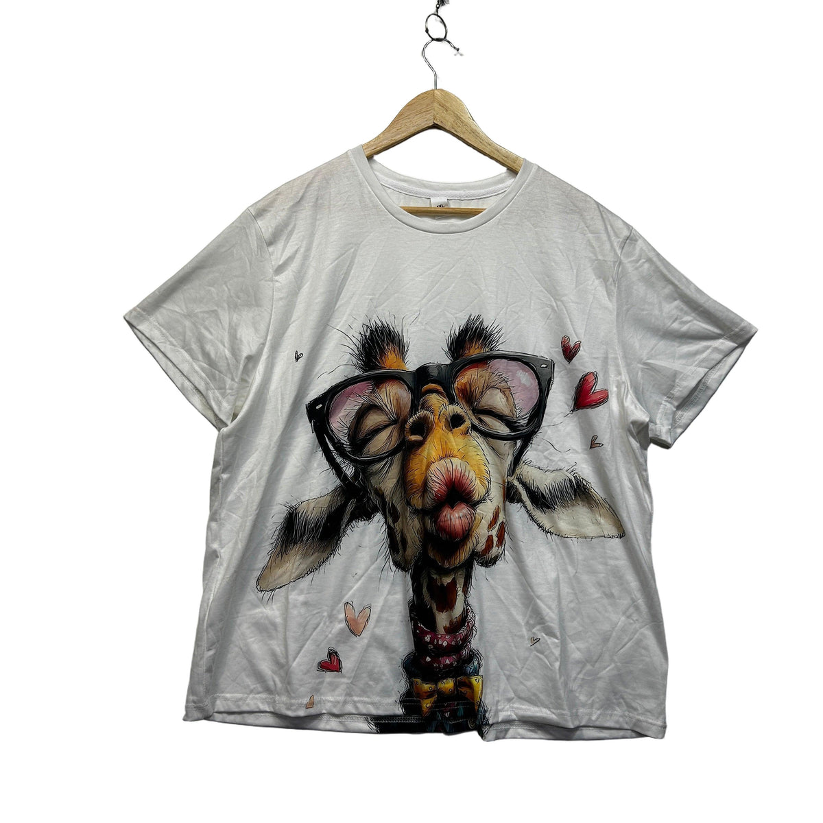 White Giraffe Print Plus Size T-Shirt - Size 4XL