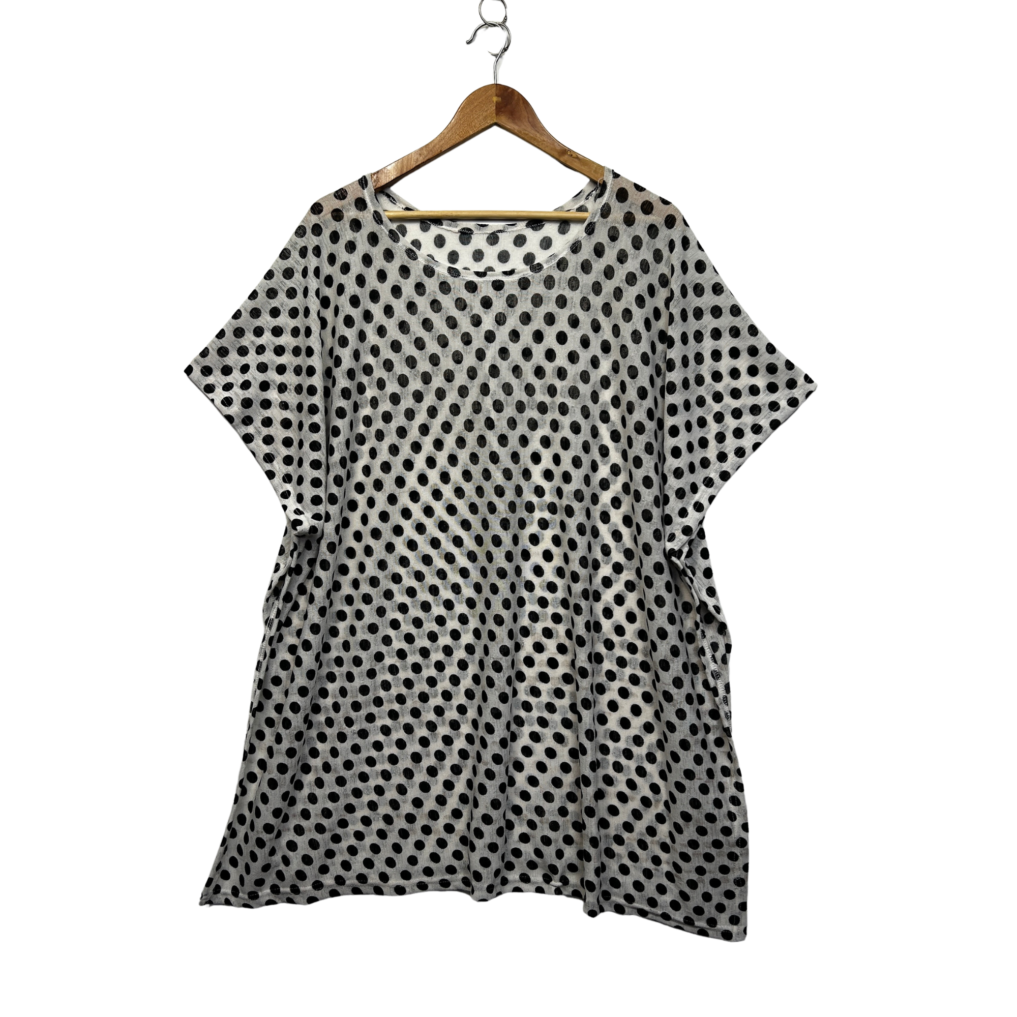 White Polka Dot Sheer Tunic Top - Size 16/18?