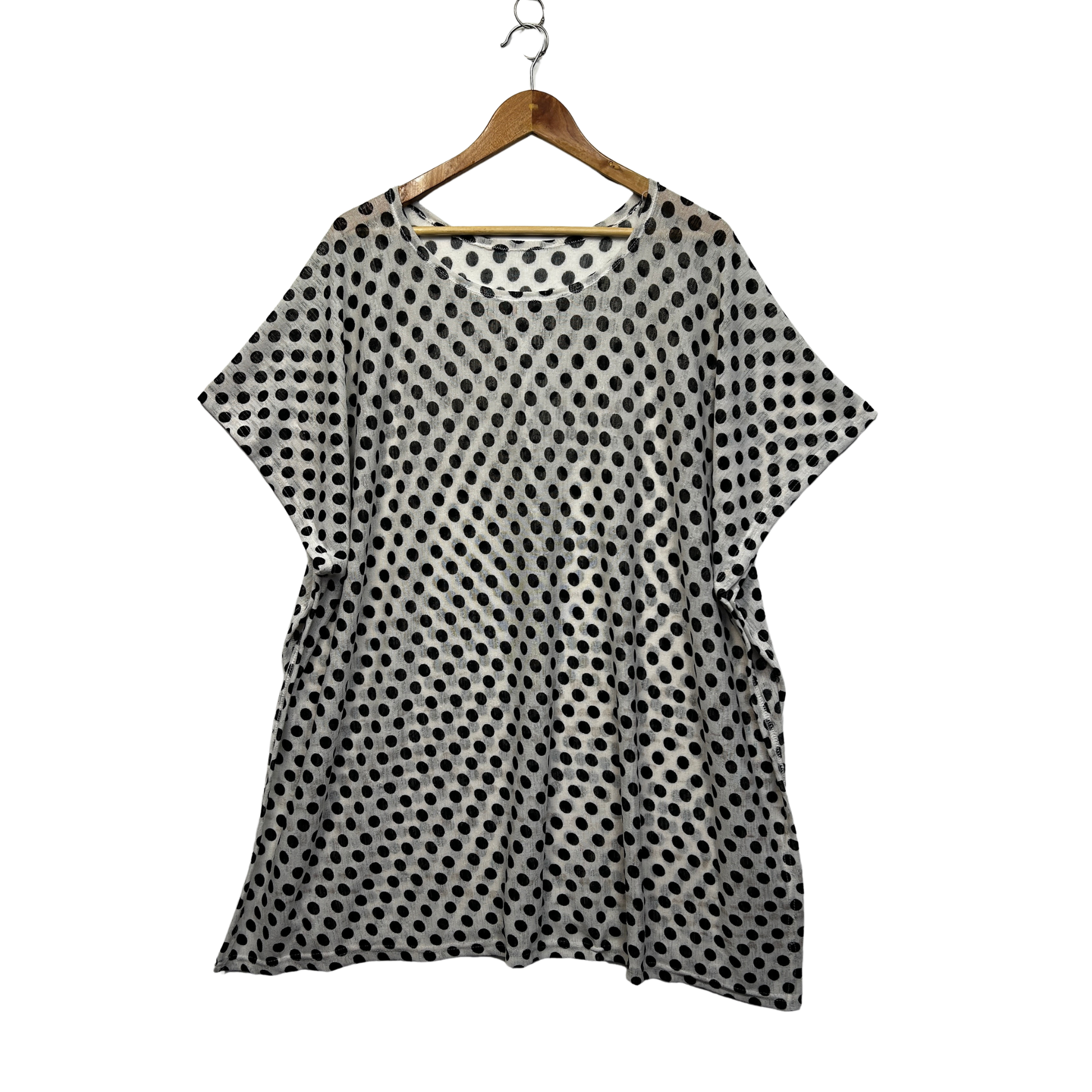 White Polka Dot Sheer Tunic Top - Size 16/18?