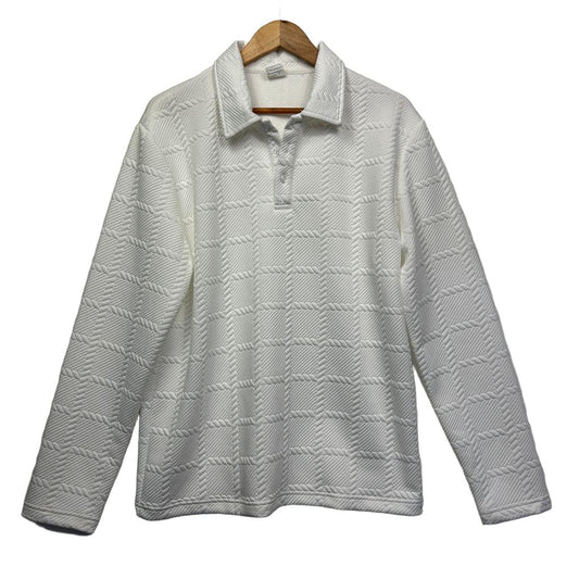 White Polo Long Sleeve Top - Size L