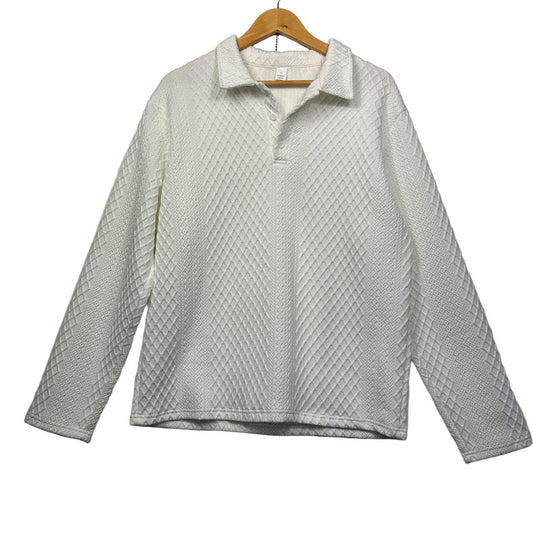 White Textured Top - Size L (Fault- mark)