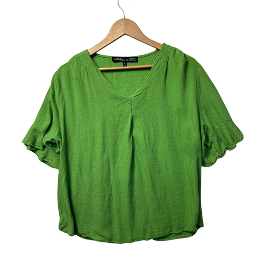 Willow Tree Green Linen Top - Size 18
