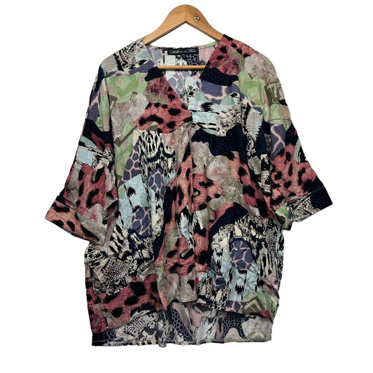 Willow Tree Mixed Print Oversized Top - Size S/M