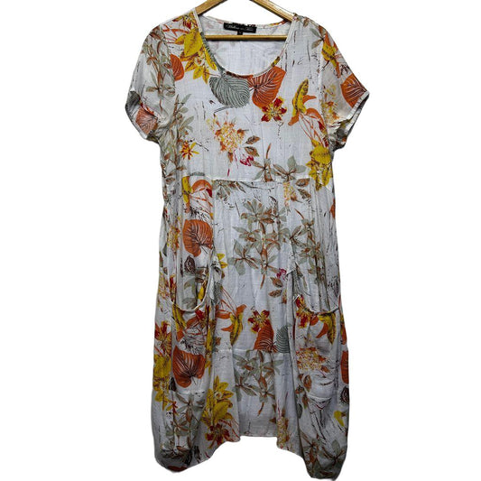 Willow & Tree White Floral Cotton Dress - Size 14