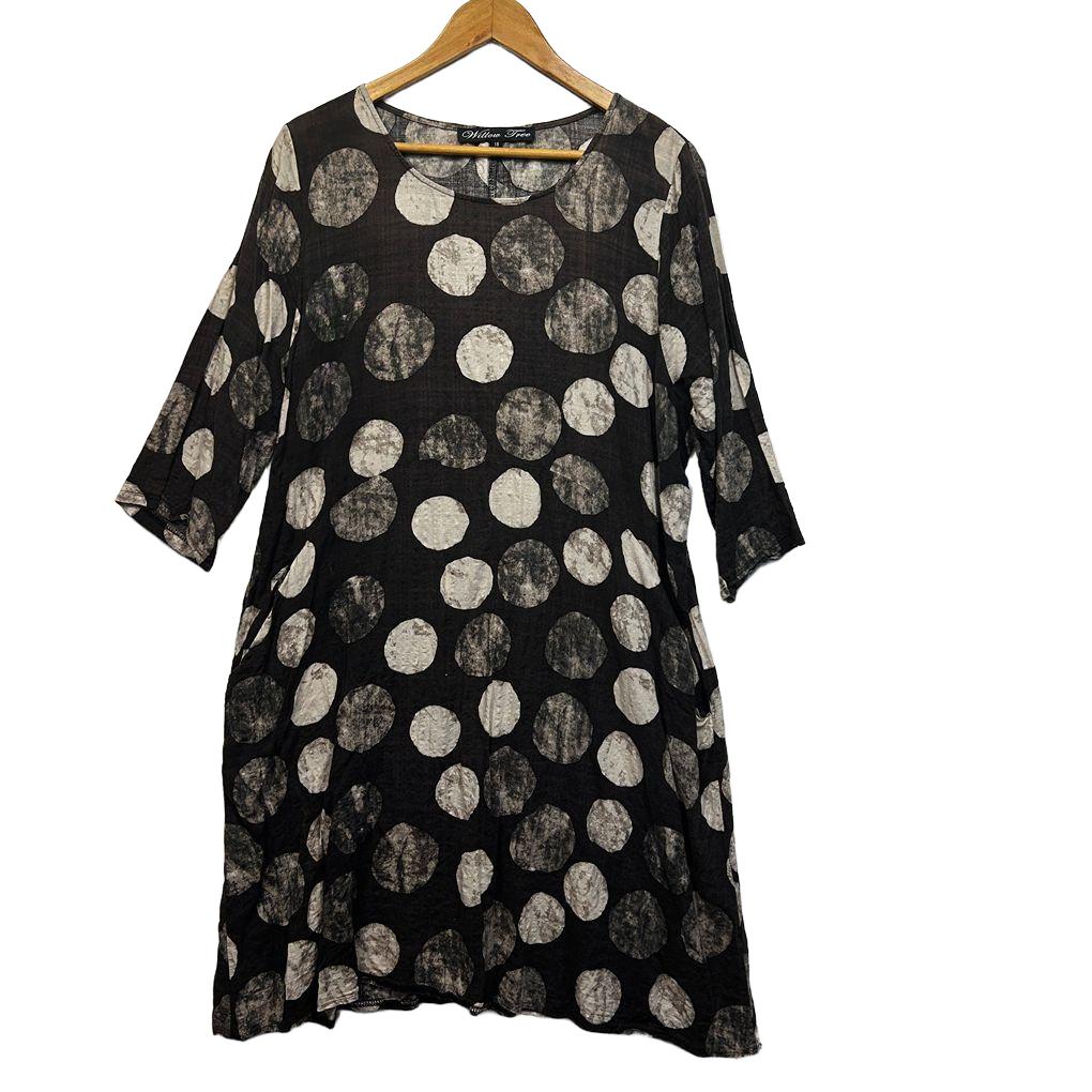 Willow Tree Black Linen Dress - Size 18