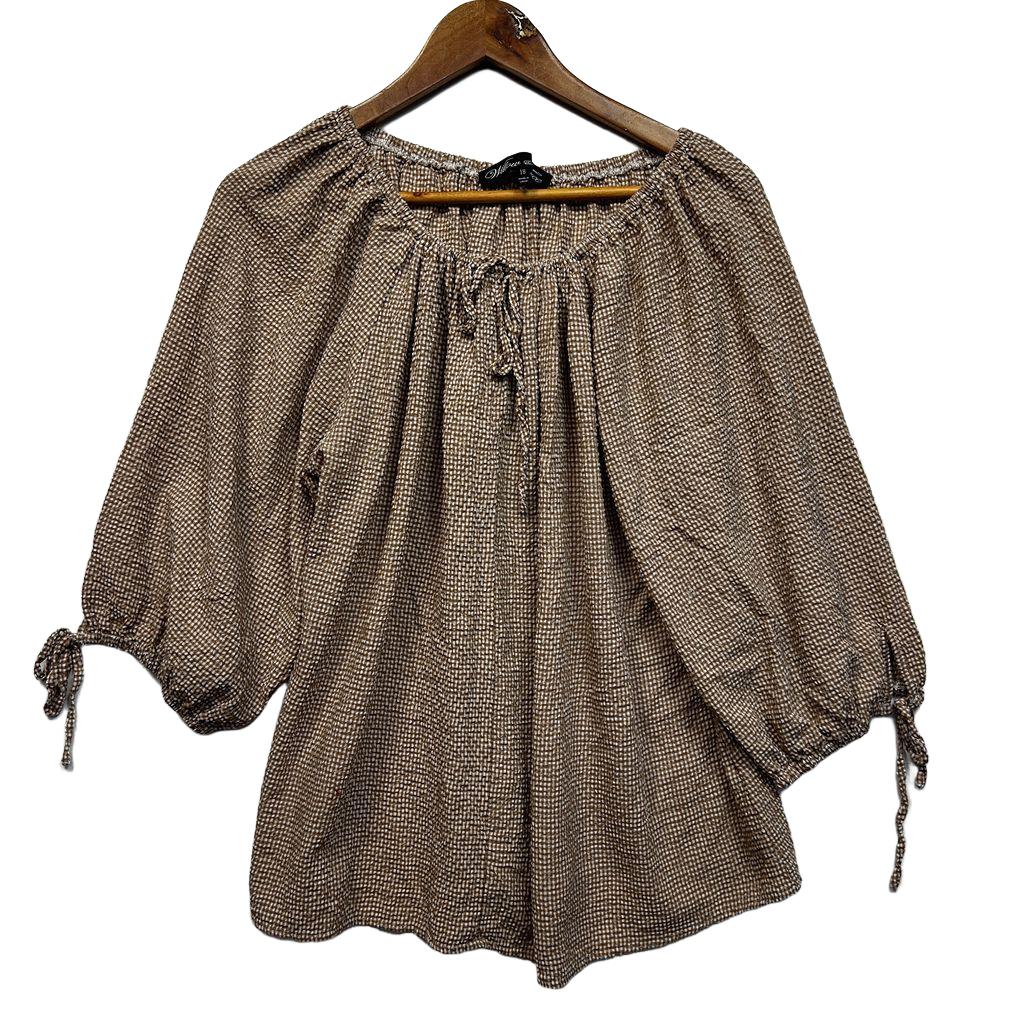 Willow & Tree Brown Gingham Check Top - Size 18