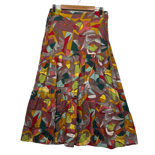 Wishbone Collection Multicolour Geometric Cotton Midi Skirt - Size 1X