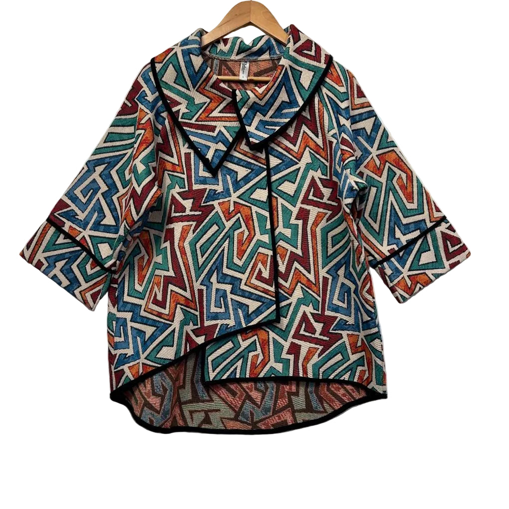 Wishbone Multicoloured Geometric Layered Jacket - Size L