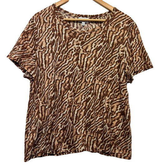 Witchery Brown Animal Print Linen Top - Size XL