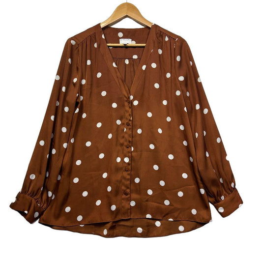 Witchery Brown Polka Dot Top - Size 12