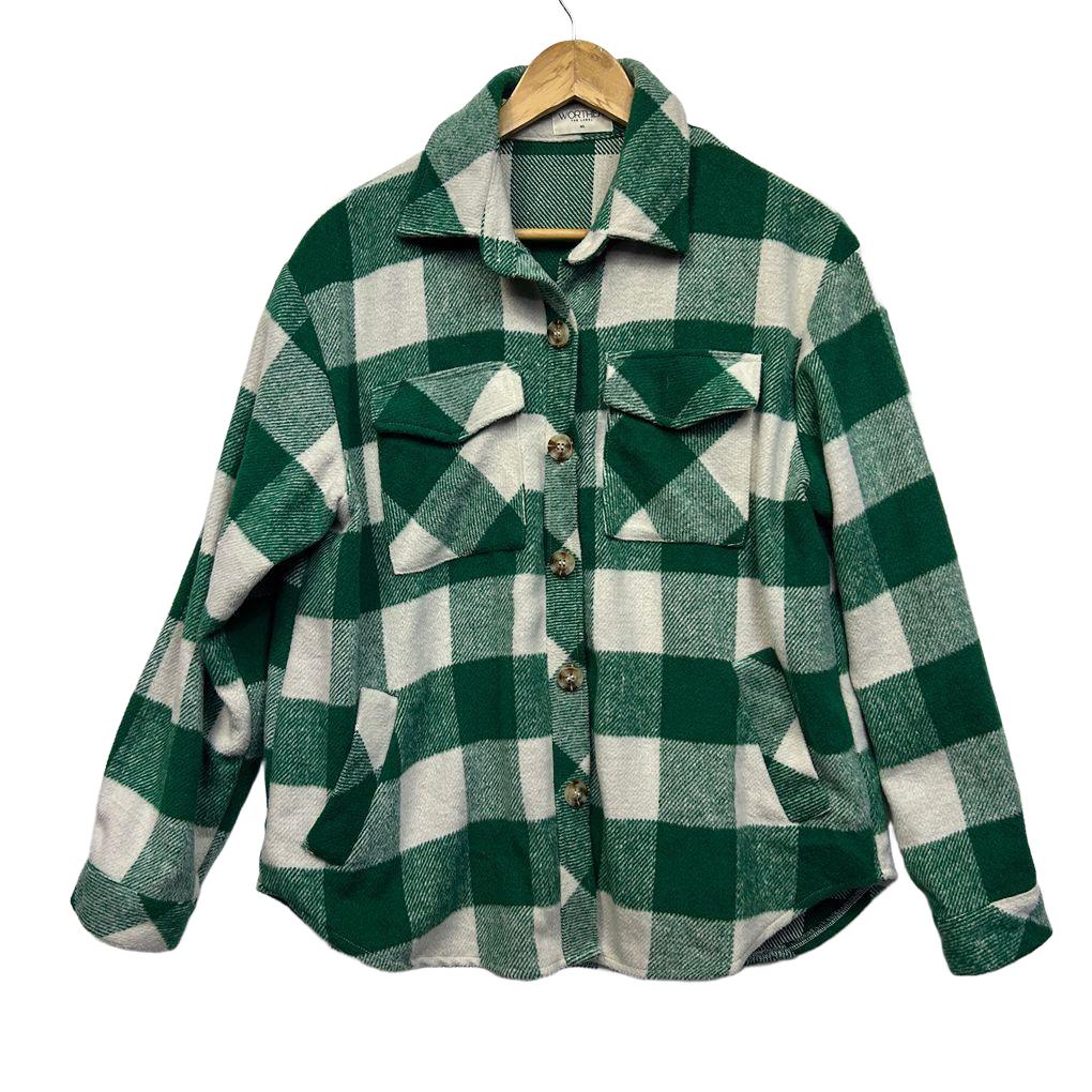 Worthier Green Check Cotton Shacket - Size M/L