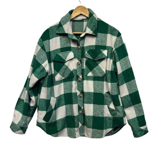 Worthier Green Check Cotton Shacket - Size M/L