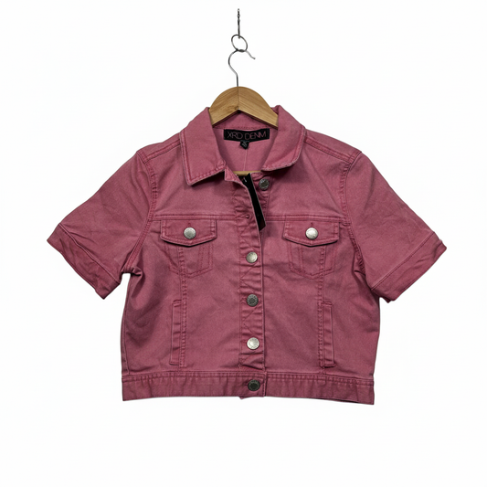 XRD Denim Pink Cropped Denim Jacket - Size 12