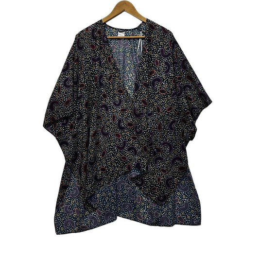 Yarn Black Multicoloured Kimono Open Front Top - One Size