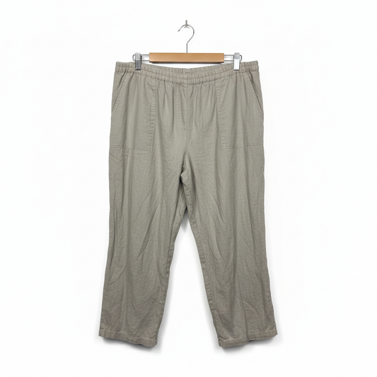 Yarra Trail Beige Linen Pants - Size 16