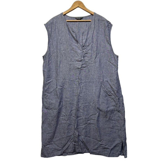 Yarra Trail Blue Linen Dress - Size 22
