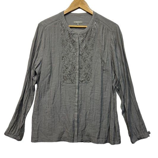 Yarra Trail Grey Beaded Top - Size 16
