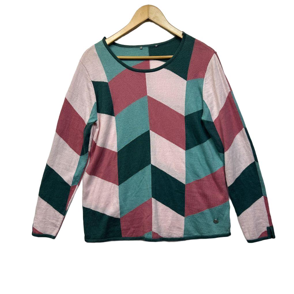 Yarra Trail Multicoloured Wool Cotton Jumper - Size 14/16