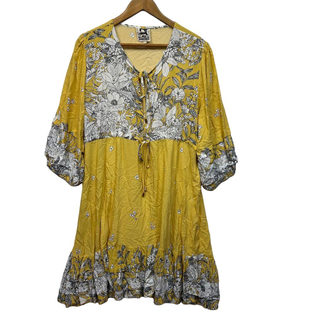 Jaase Yellow Floral Boho Dress - Size Large