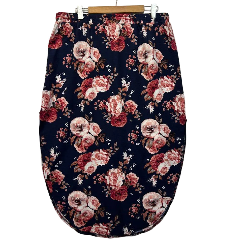 You + All Navy Floral Skirt - Size 18