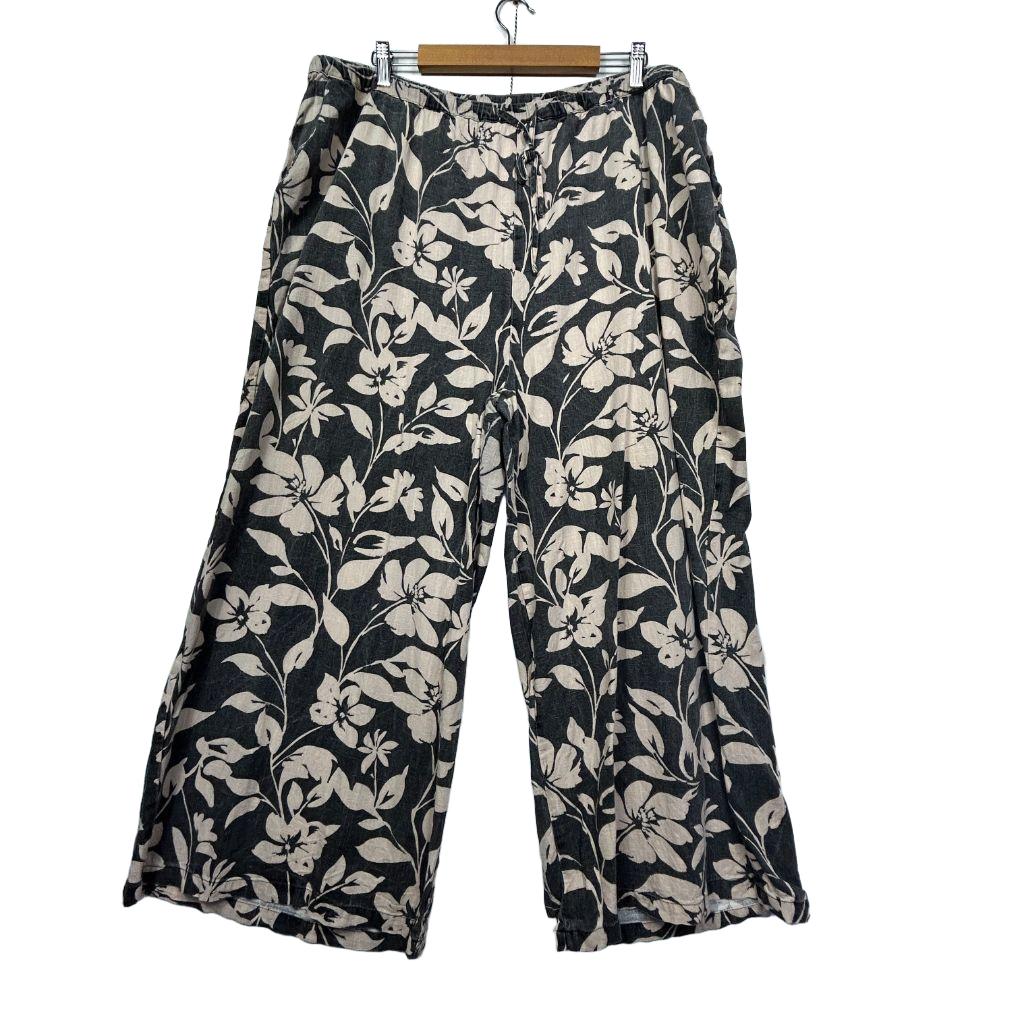 You and All Grey Linen Blend Floral Pants -  Size 24