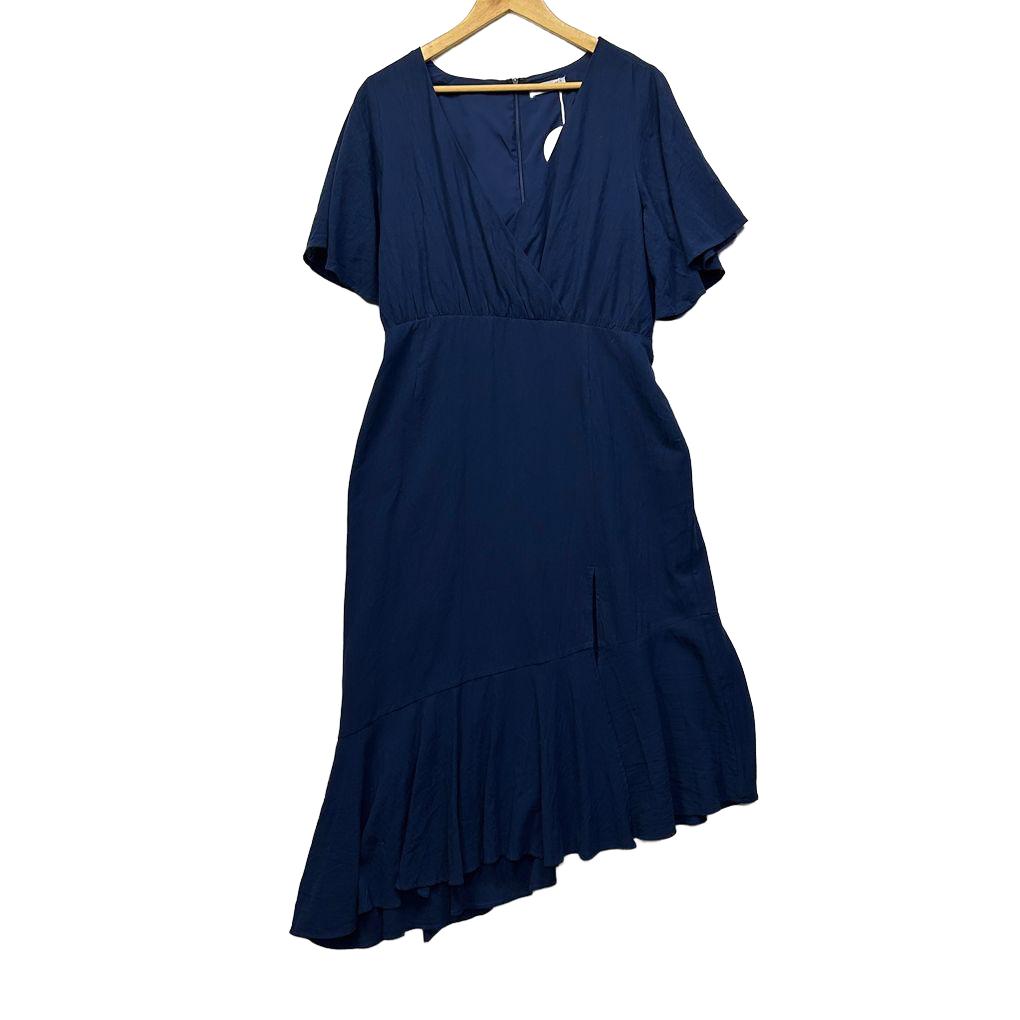 You+All Navy Midi Wrap Dress - Size 18