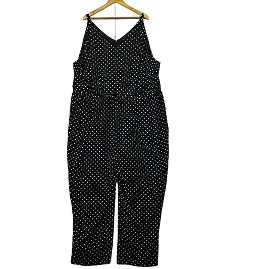 Yours Black Polka Dot Jumpsuit - Size 30-32