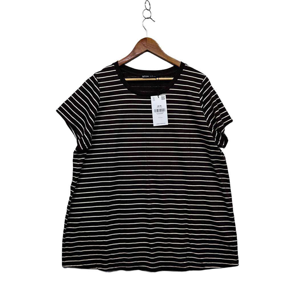 Yours Chocolate Plus Size Cotton Striped Top - Size 20