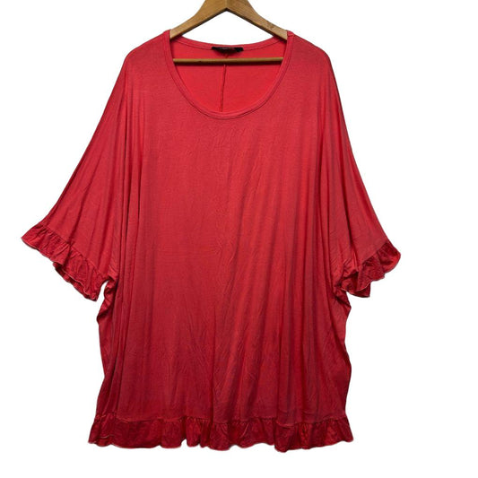 Yours Coral Frill Sleeve Top - Size 26
