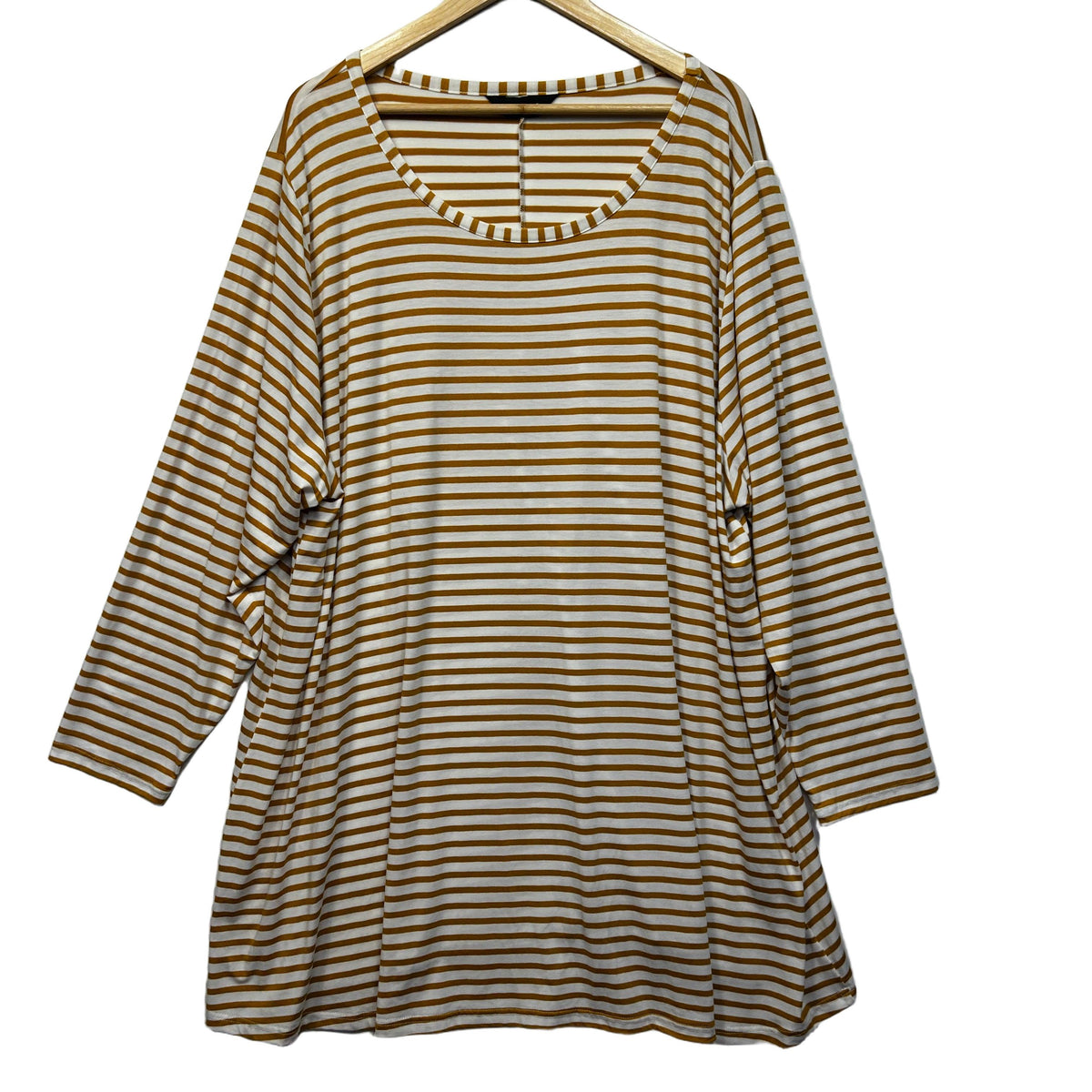 Yours Mustard Stripe Plus Size Long Sleeve Top - Size 30-32