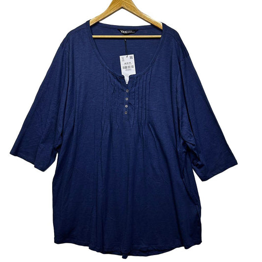 Yours Navy Cotton Top - Size 30-32