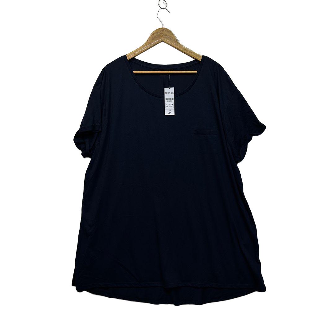 Yours Navy Plus Size Cotton Top - Size 26-28