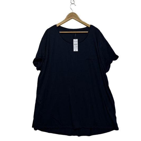Yours Navy Plus Size Cotton Top - Size 26-28