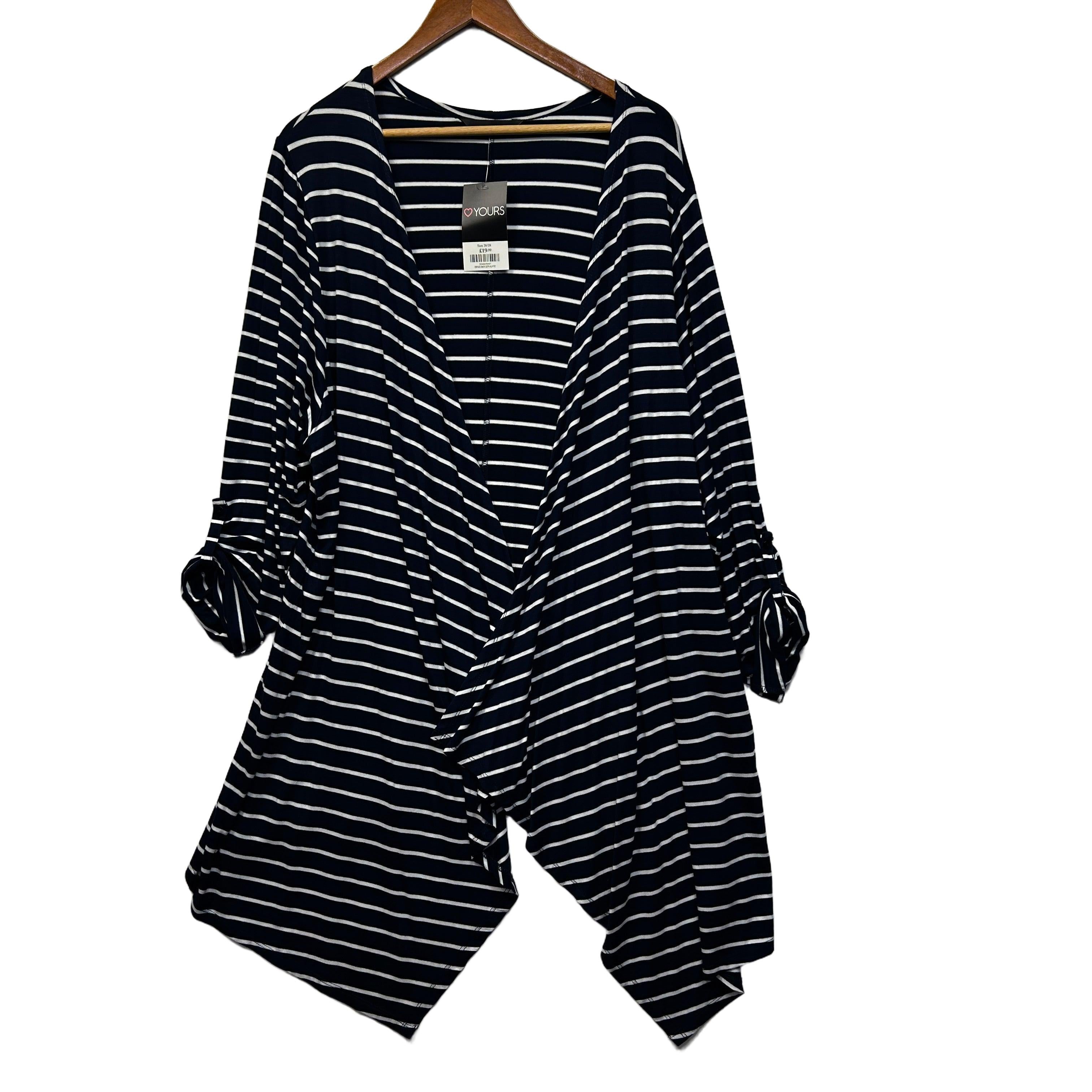 Yours Navy Striped Plus Size Cardigan - Size 26/28
