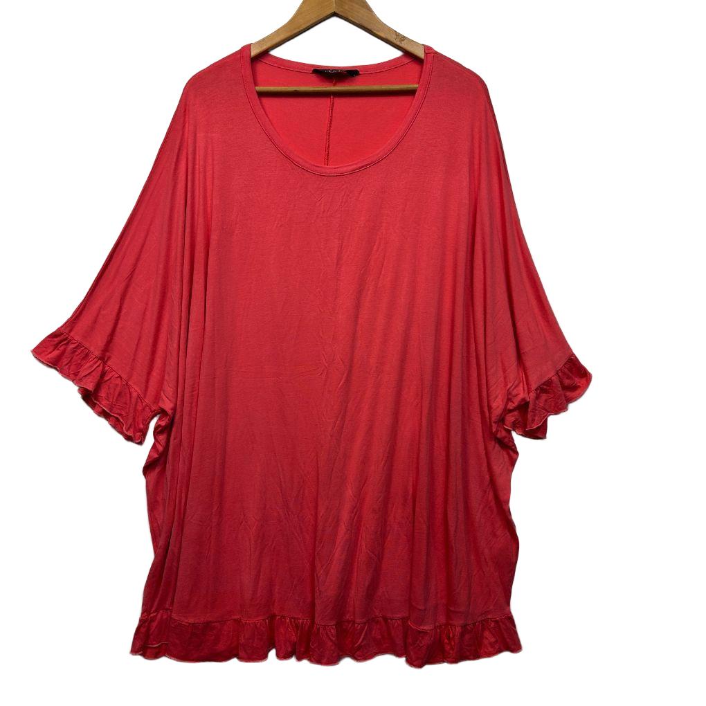 Yours Coral Frill Sleeve Top - Size 26