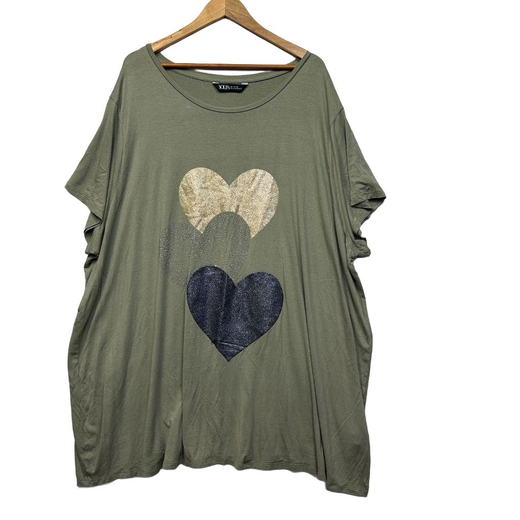 Yours Khaki Heart Top - Size 30